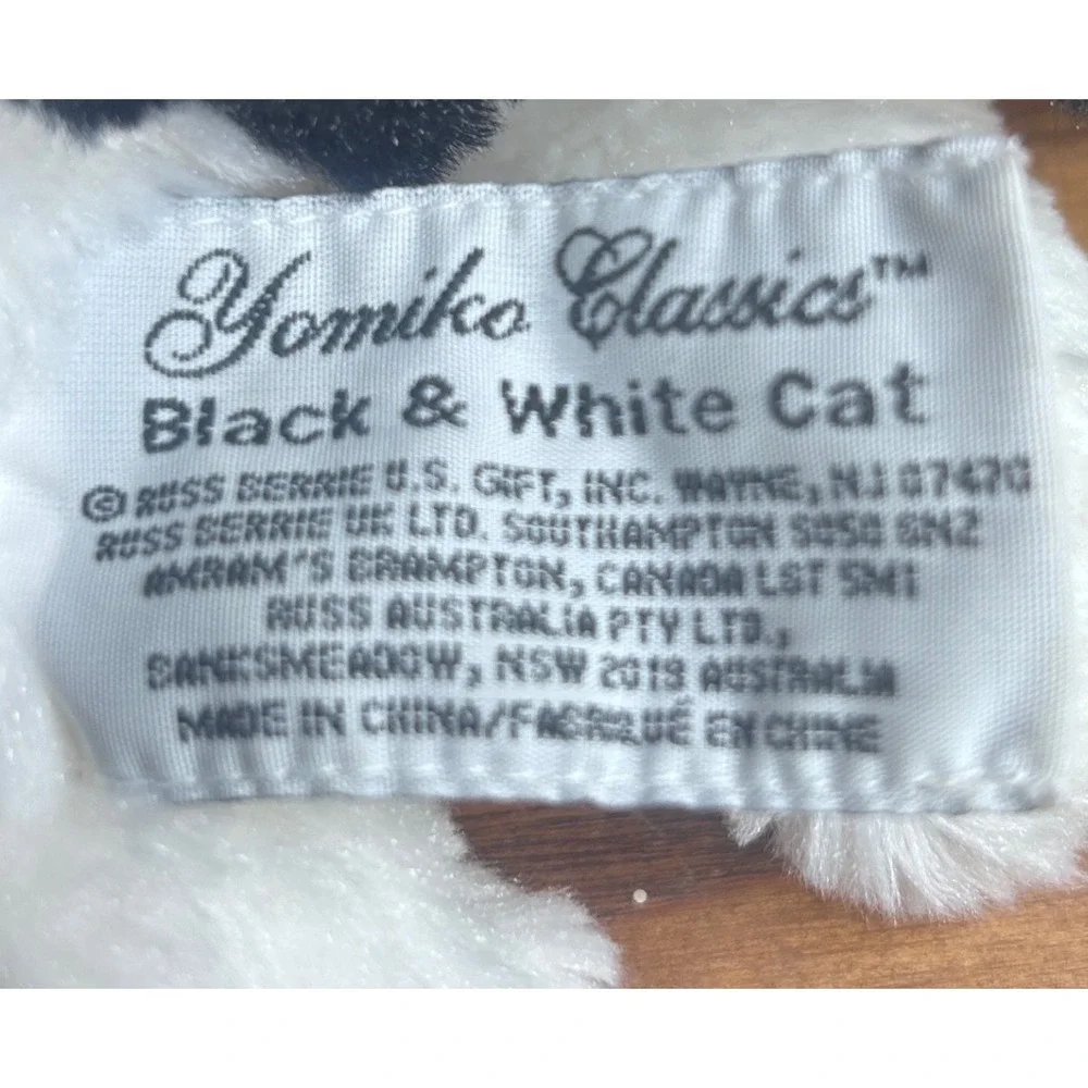 Russ Berrie‎ Yomiko Classics rare tuxedo Cat Plush 12 in Black White vintage Y2K